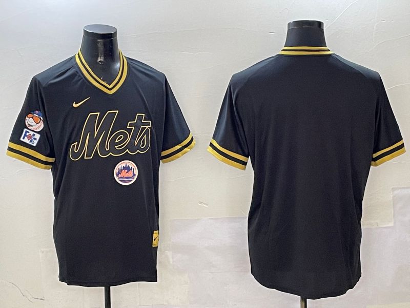 Men New York Mets Blank Black Gold Game 2025 Nike MLB Jersey style 3253